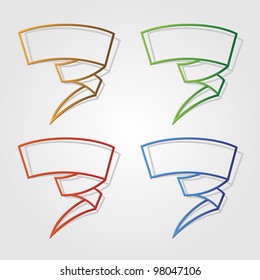 Four banners from paper outline.Vector eps 10