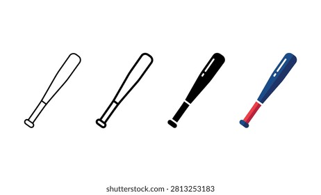 Four baseball bats side by side on white background
