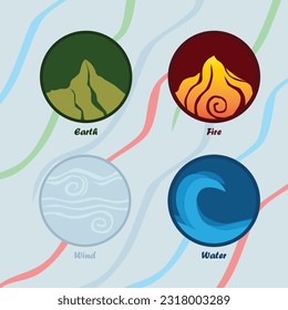 Four Basic Elements Vector  Illustration.