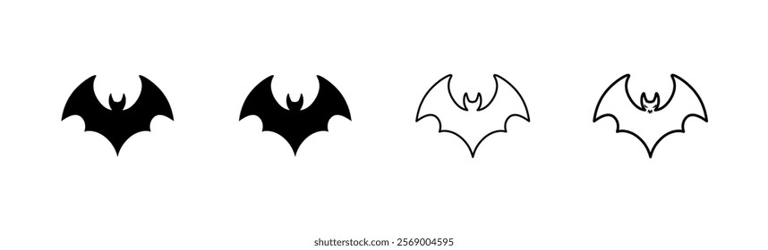 Four bat wings with a black and white color scheme. Vector icons