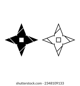 Logo con forma de estrella de cuatro vigas. Signo de vector abstracto