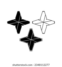Logo con forma de estrella de cuatro vigas. Diseño de vector de signo abstracto.