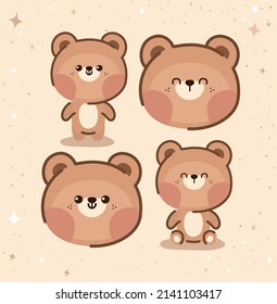 four bears group over beige