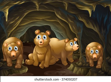 Four bears living in the cave
