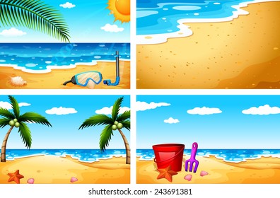 Four beautiful beach sceneries