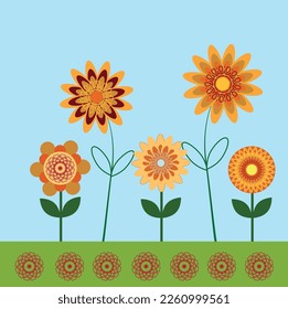 Four beautiful flowers. Vector file for designs.