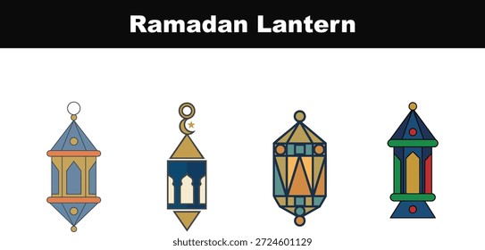 Quatro lanternas de ramadã lindamente projetadas, apresentando cores vibrantes e padrões intrincados para a estação.