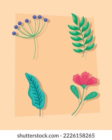 four beauty garden set icons