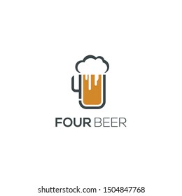 Four beer. Beer logo design vector template