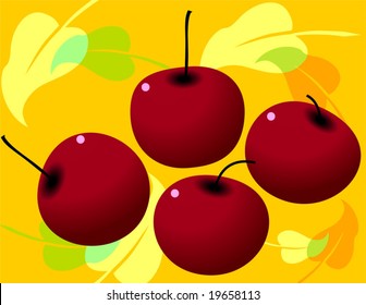  four berries in floral background	