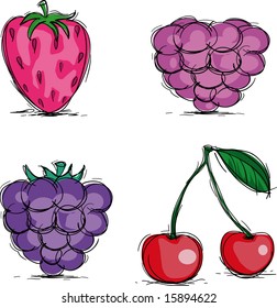 Four berry icons, vector illustration