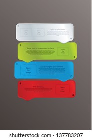Four big arrows with much space for your content. Vector format, sizable, editable. Fresh modern design. Elements for your website. Presentation or info graphic.