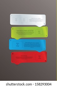 Four big arrows with much space for your content. Vector format, sizable, editable. Fresh modern design. Elements for your website. Presentation or info graphic.