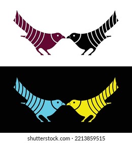 Four bird animal logo design