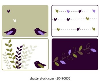 Four birds and leaves designs