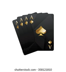 Four black aces. Vector illustration.