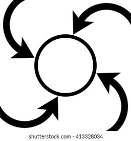 four black arrows and circle