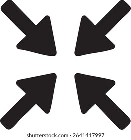 Four black arrows converge towards the center, symbolizing focus, reduction, or bringing elements together. Simple, clean, and impactful.