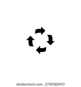 Four black arrows forming a circular pattern indicating recycling or rotation