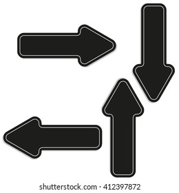 Four black arrows left right up down.