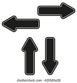 Four black arrows left right up down.