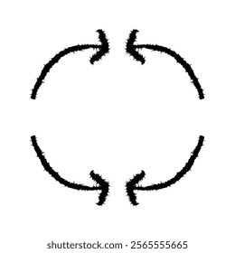 four black arrows pointing at each other making a circle