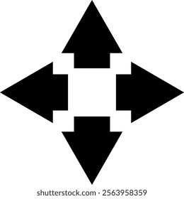 Four black arrows are pointing up, down, left, and right, creating a square shape with a white center, representing different directions and choices