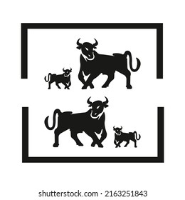 Four black bull vector logo 