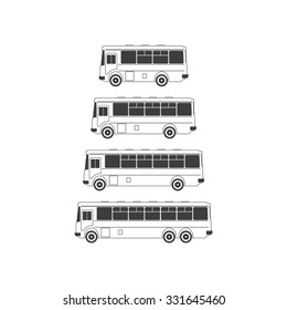 Four black buses