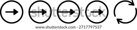 Four black circular arrows with one bidirectional circular arrow at the end