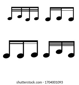 diseño vectorial de la colección de notas musicales en color negro para banners