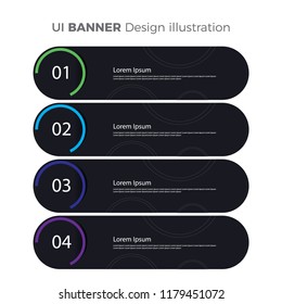 Four Black  Colour Set Of Info Graphic Banner