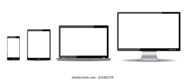 Four black communication technology devices - stock vector