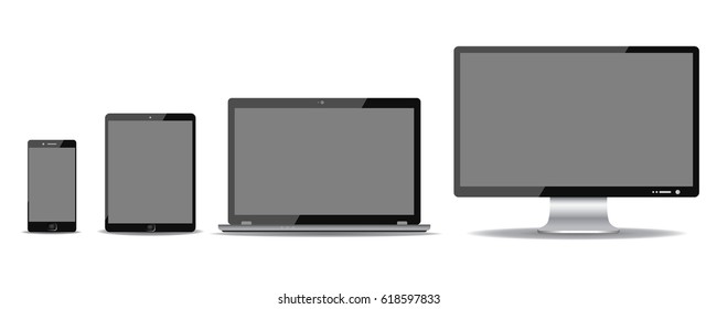 Four black devices with gray monitor - for stock