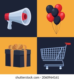 four black friday set icons