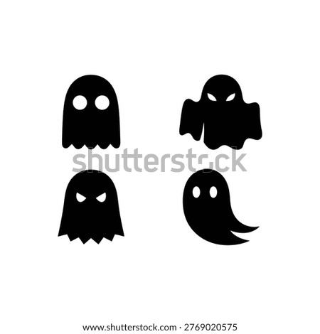 Four black ghost icons with eyes