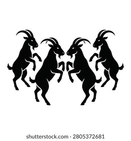 Four black goats standing on hind legs in a row facing each other sideways icon