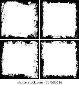 four black grunge borders