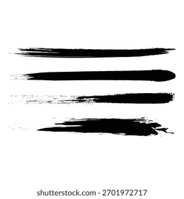 Four black grunge brush strokes on white background