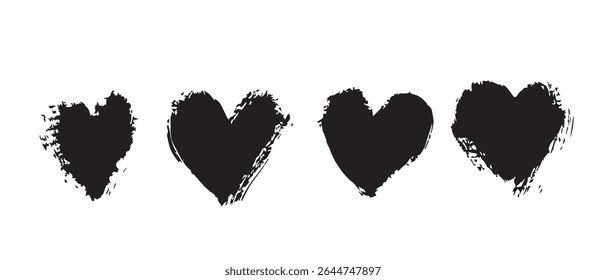 Four Black Grunge Hearts Free Vector Graphic Download.