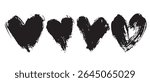 Four Black HandDrawn Hearts Free Clipart.