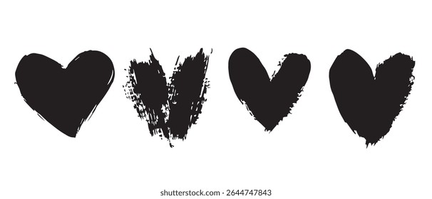 Four Black Hearts Graphic Design Element.
