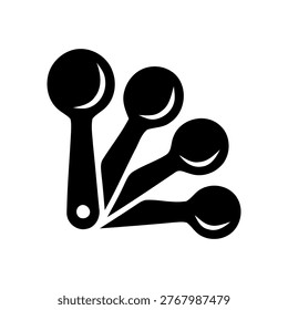 Four black measuring spoons on white
