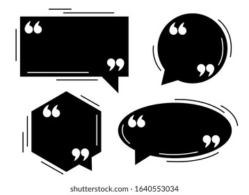 four black quotes dialog balloons template set