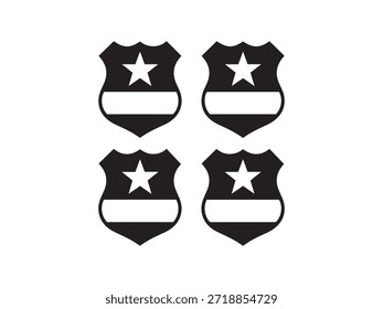 Cuatro insignias de escudo negro con estrellas blancas y rayas en blanco