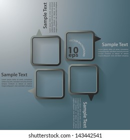 Four black speech bubbles on the grey background. Eps 10 vector file.