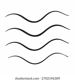 Four black waves design on white background