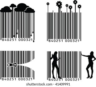 Four Black And White Barcode Variations