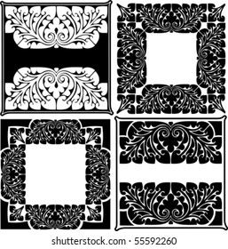 Four Black And White High Ornate Quads.