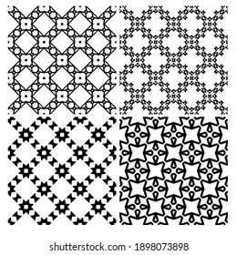 cuatro texturas en blanco y negro. Resumen de un patrón geométrico sin fisuras. 